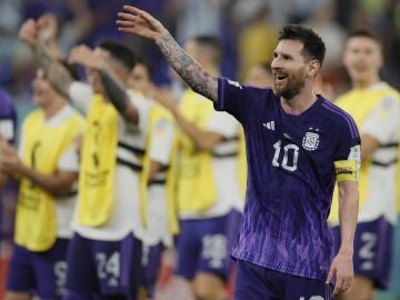 Lionel Messi en la victoria de hoy ante Polonia