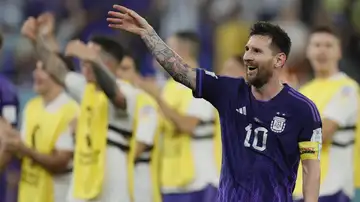 Lionel Messi en la victoria de hoy ante Polonia