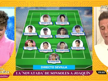 Joaquín se somete a la novatada de 'Y ahora Sonsoles': ¿Será capaz de pronunciar la alineación de Corea del Sur? Joaquín se somete a la novatada de 'Y ahora Sonsoles': ¿Será capaz de pronunciar la alineación de Corea del Sur?