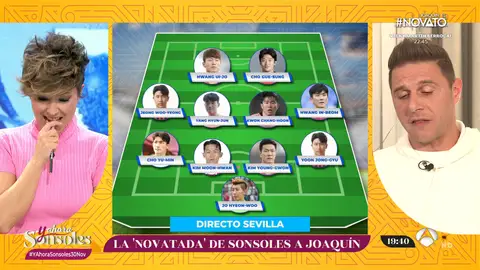 Joaquín se somete a la novatada de 'Y ahora Sonsoles': ¿Será capaz de pronunciar la alineación de Corea del Sur? Joaquín se somete a la novatada de 'Y ahora Sonsoles': ¿Será capaz de pronunciar la alineación de Corea del Sur?