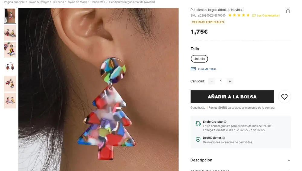 Pendientes árbol de Navidad