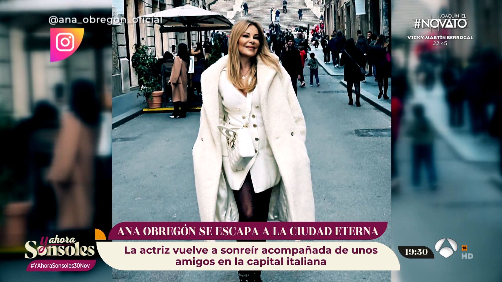 Ana Obregón disfruta de Roma con amigos: “Venir aquí significa una mirada diferente para mis ojos de luto