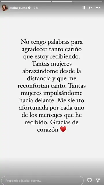 Jessica Bueno agradece el cariño recibido tras el anuncio de su separación Jessica Bueno agradece el cariño recibido tras el anuncio de su separación
