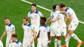 El equipo inglés celebra el gol de Jordan Henderson ante Senegal El equipo inglés celebra el gol de Jordan Henderson ante Senegal