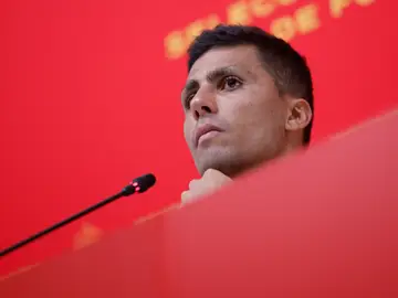 Rodri en la rueda de prensa previa al España - Marruecos Rodri en la rueda de prensa previa al España - Marruecos