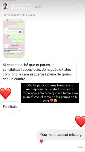 Laura Escanes se emociona con el mensaje de un seguidor Laura Escanes se emociona con el mensaje de un seguidor