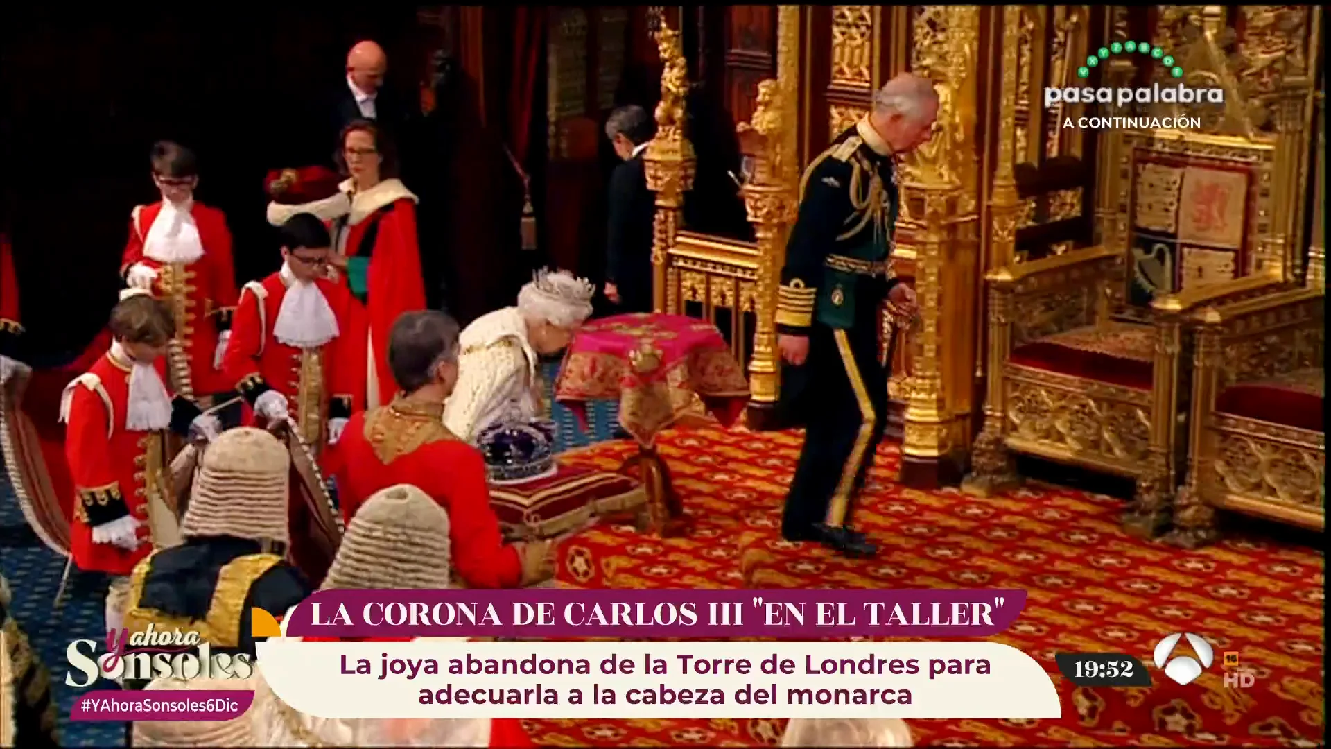La corona de Carlos III, en el taller meses antes de la coronación del rey de Inglaterra La corona de Carlos III, en el taller meses antes de la coronación del rey de Inglaterra