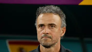 Luis Enrique, en el partido que enfrentaba a España y Marruecos en los octavos de final