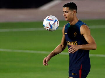 Cristiano Ronaldo durante el entrenamiento de Portugal