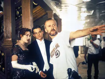 Kate Winslet, Leonardo DiCaprio y James Cameron rodando 'Titanic' Kate Winslet, Leonardo DiCaprio y James Cameron rodando 'Titanic'