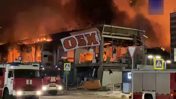 Imagen del incendio del centro comercial en Moscú