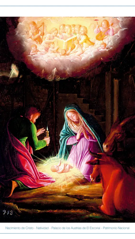 Los reyes eméritos felicitan la Navidad con una representación de la obra pictórica Nacimiento de Cristo