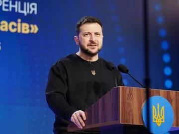 Zelenski, durante una rueda de prensa Zelenski, durante una rueda de prensa