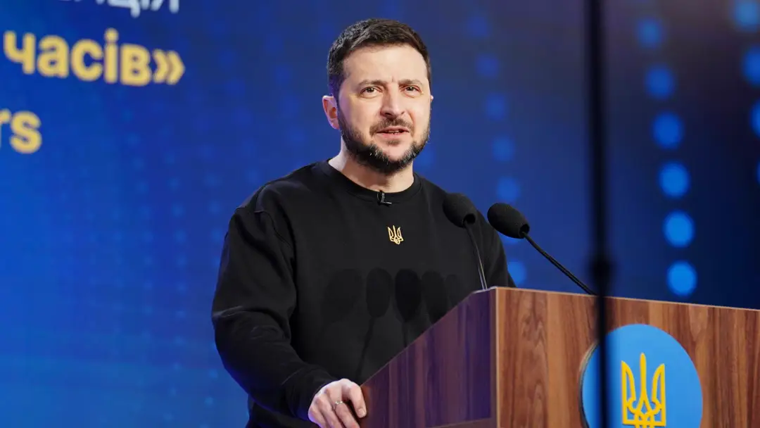 Zelenski, durante una rueda de prensa Zelenski, durante una rueda de prensa