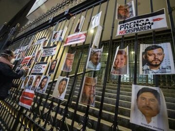 Acto de protesta contra el asesinato de periodistas en Ciudad de México, en febrero de 2022
