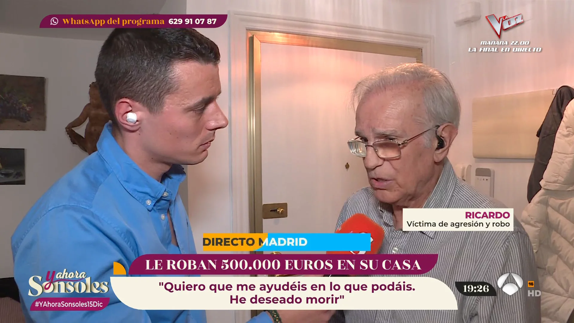 Ricardo, asaltado, amordazado y sin ahorros a los 77 a&ntilde;os: "No tengo horizonte, me han dejado sin nada"