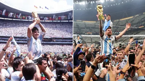 Maradona vs Messi con la Copa del Mundo Maradona vs Messi con la Copa del Mundo