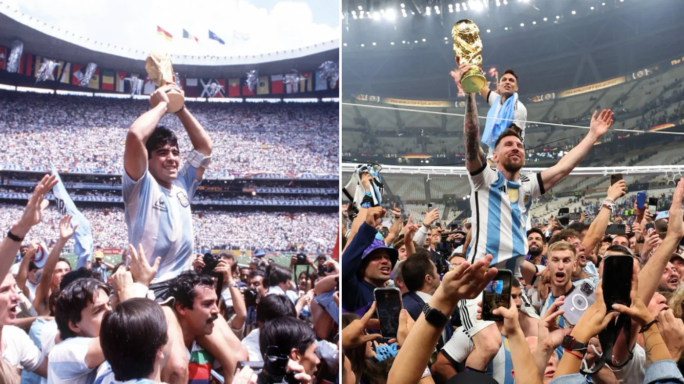 Maradona vs Messi con la Copa del Mundo Maradona vs Messi con la Copa del Mundo