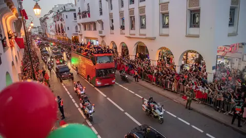 Recibimiento a los jugadores de Marruecos en Rabat Recibimiento a los jugadores de Marruecos en Rabat
