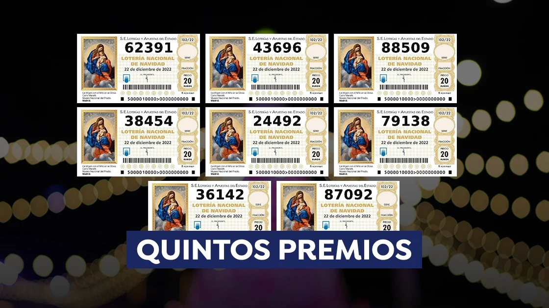 Los 8 quintos premios de la Lotería de Navidad 2022 Los 8 quintos premios de la Lotería de Navidad 2022