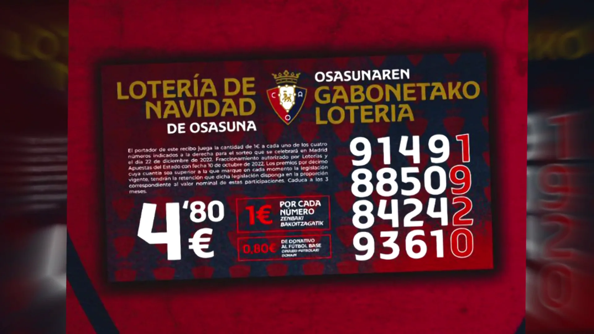 Osasuna entrega un quinto premio de la Lotería de Navidad Osasuna entrega un quinto premio de la Lotería de Navidad