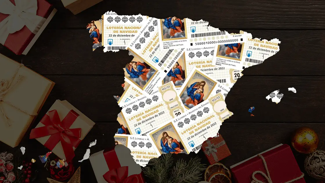 Mapa de Espa&ntilde;a de la Loter&iacute;a de Navidad de 2022
