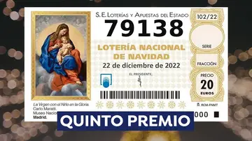 79.138, sexto quinto premio de la Lotería de Navidad 2022
