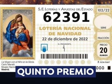 Primer quinto premio de la Lotería de Navidad 2022