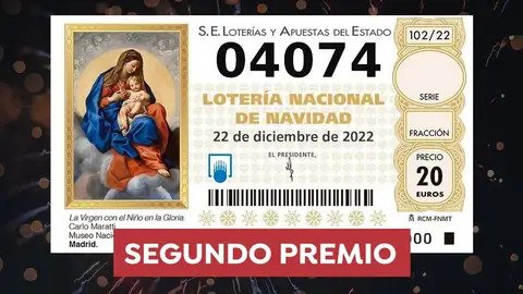04.074, segundo premio de la Lotería de Navidad 2022 04.074, segundo premio de la Lotería de Navidad 2022