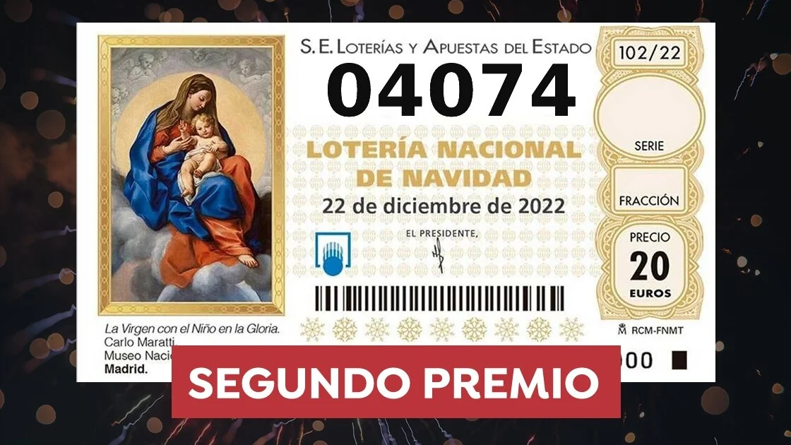 04.074, segundo premio de la Loter&iacute;a de Navidad 2022