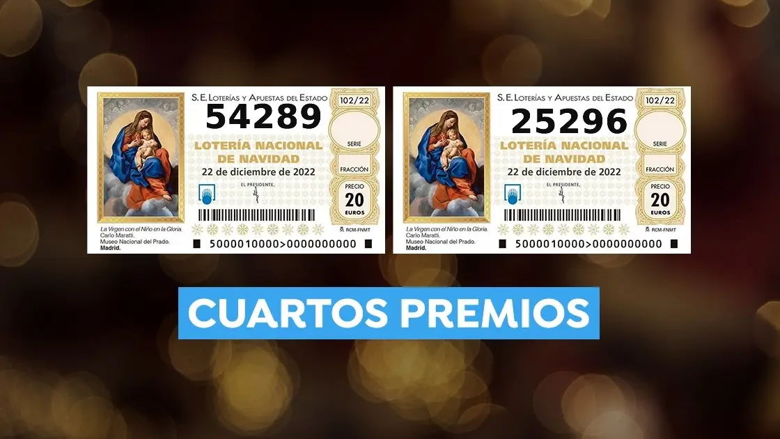 54.289 y 25.296, cuartos premios de la Loter&iacute;a de Navidad 2022