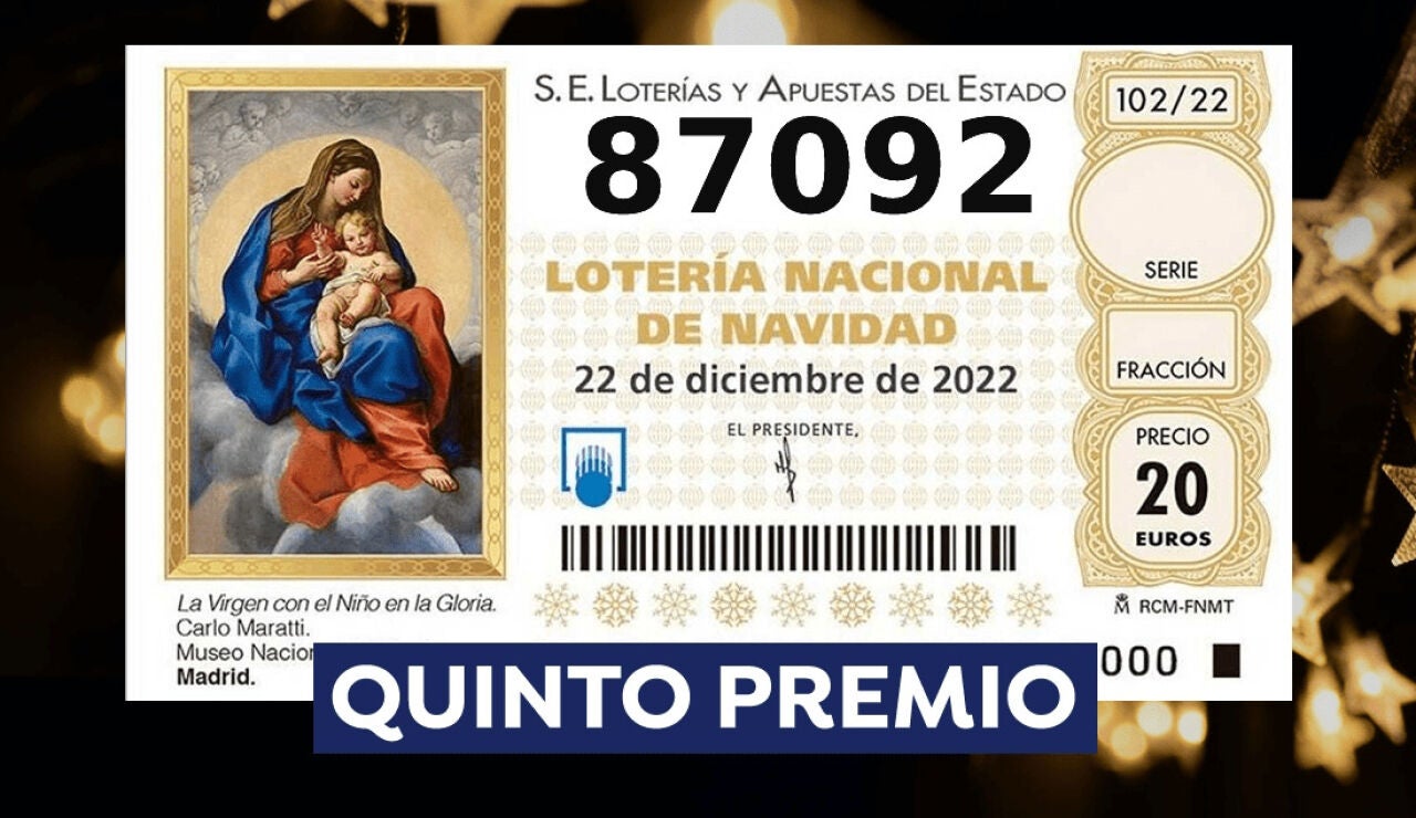 87.092, octavo quinto premio de la Lotería de Navidad 2022