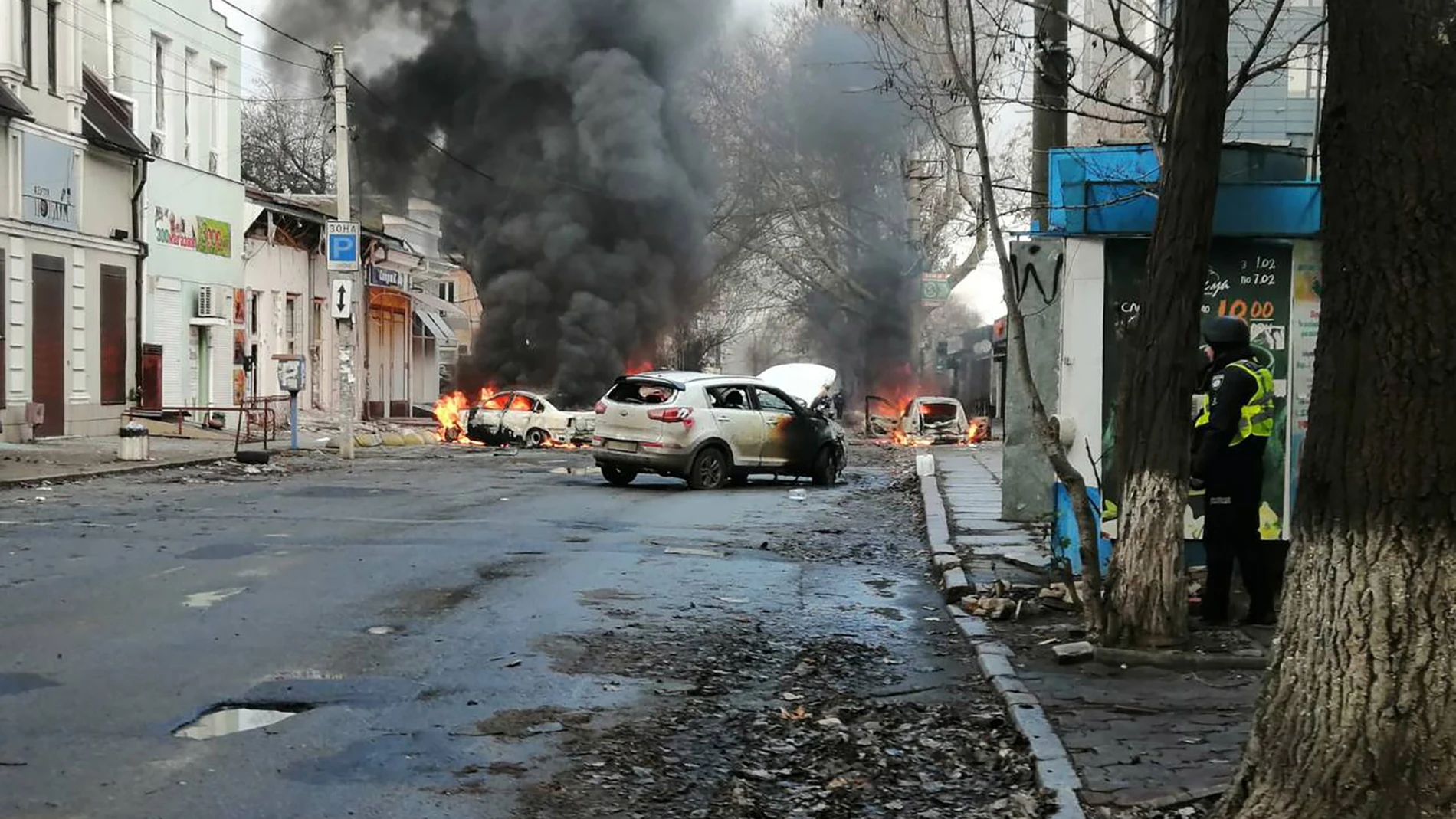 Imagen de los bombardeos en Jersón, Ucrania