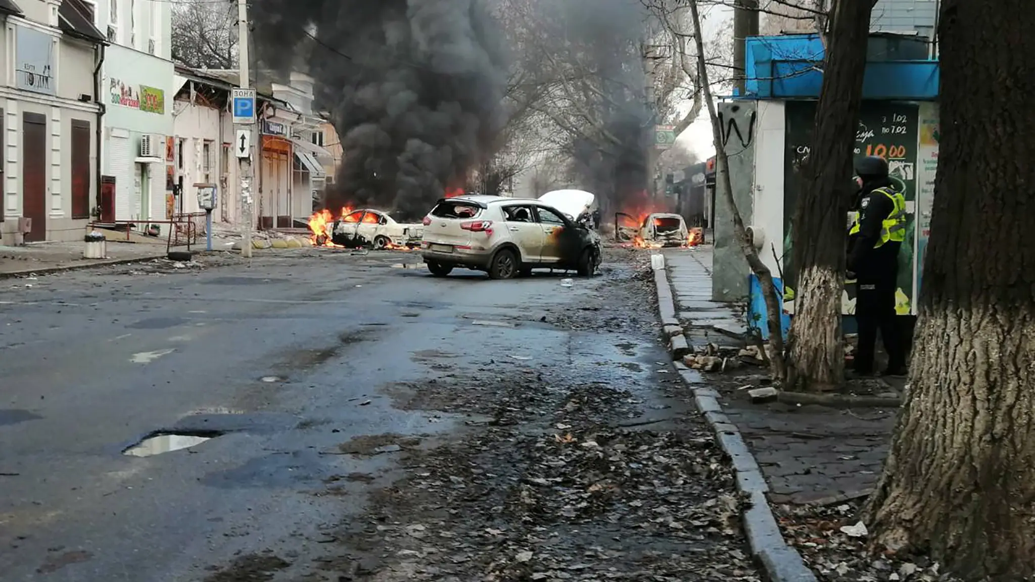 Imagen de los bombardeos en Jersón, Ucrania Imagen de los bombardeos en Jersón, Ucrania