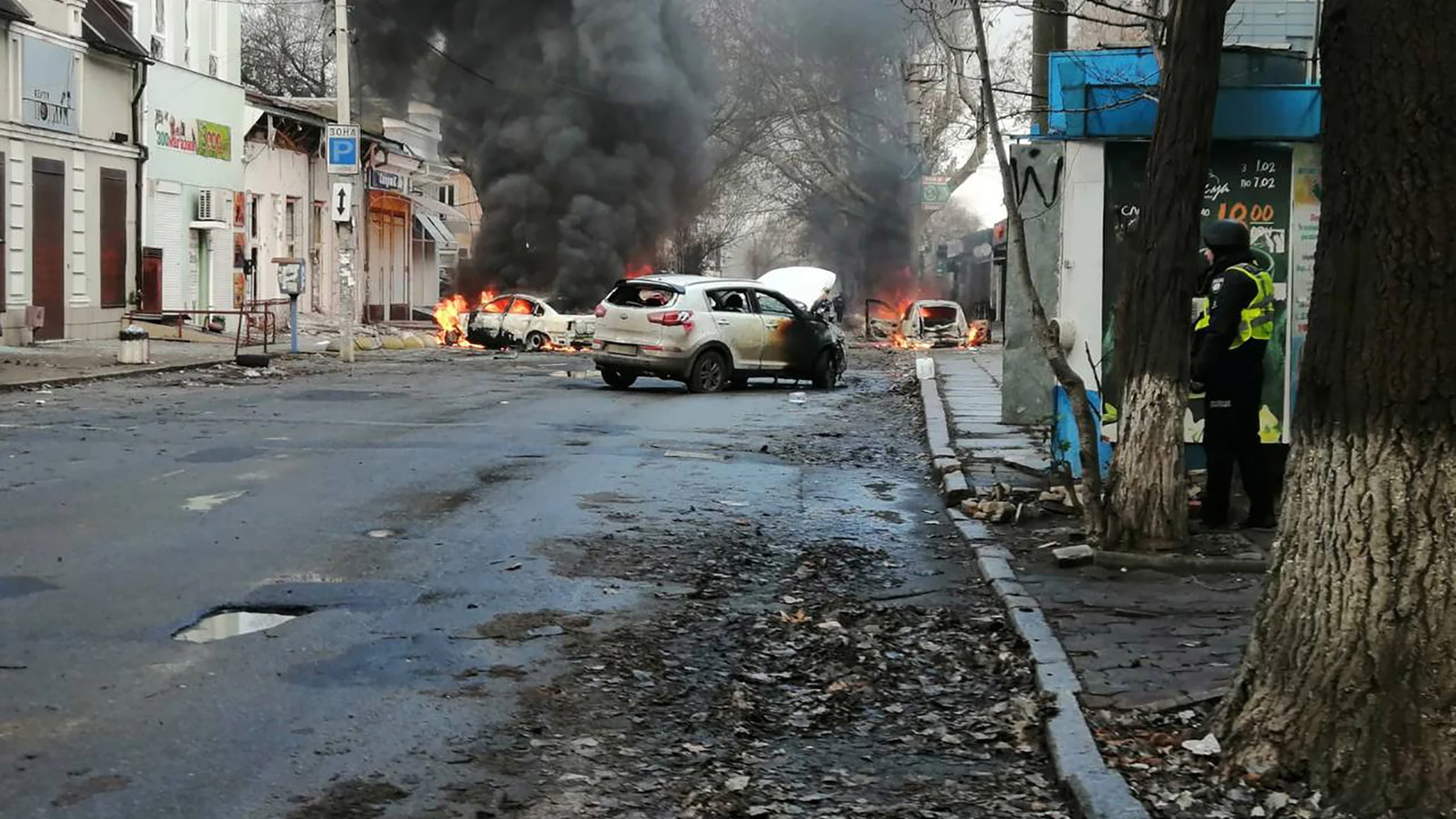 Imagen de los bombardeos en Jersón, Ucrania Imagen de los bombardeos en Jersón, Ucrania