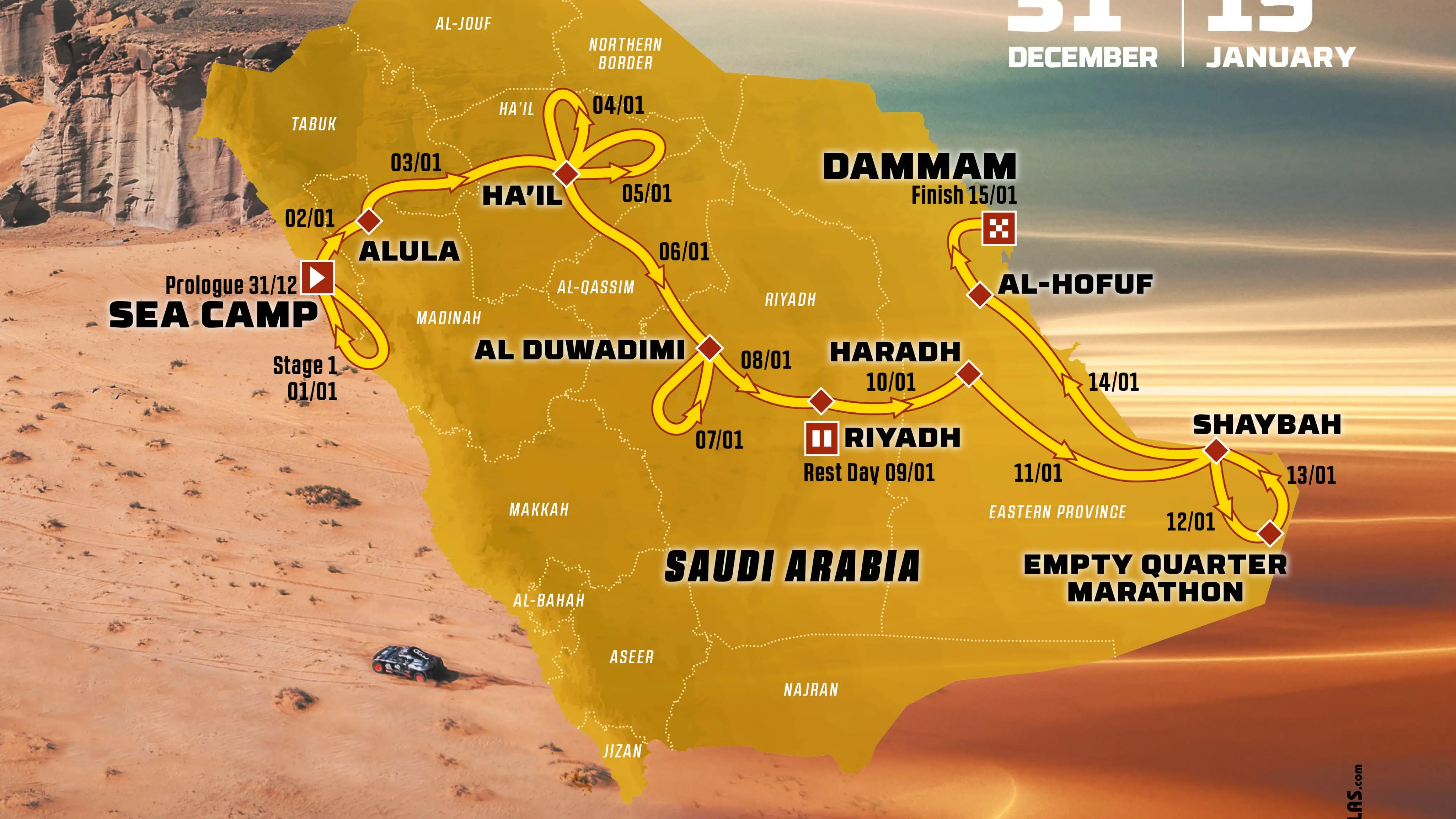 Recorrido del Rally Dakar 2023