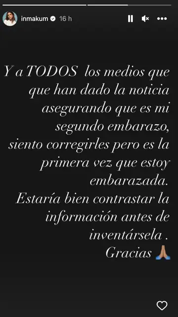 Inma Cuesta aclara que es la primera vez que está embarazada Inma Cuesta aclara que es la primera vez que está embarazada