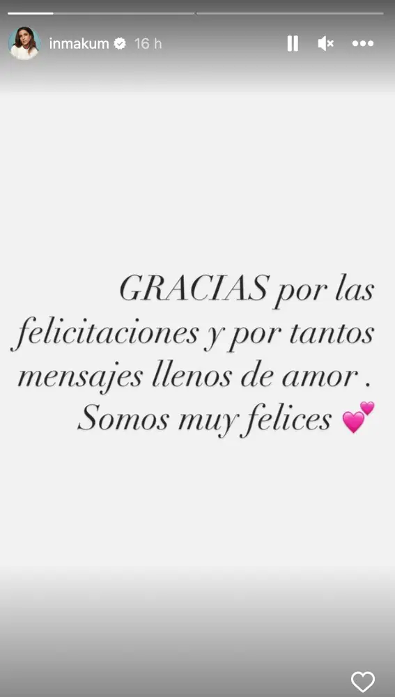Inma Cuesta agradece las felicitaciones por su embarazo