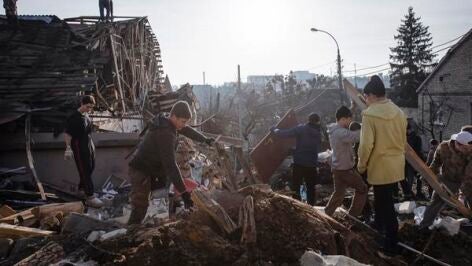 Zonas destrozadas en Kiev