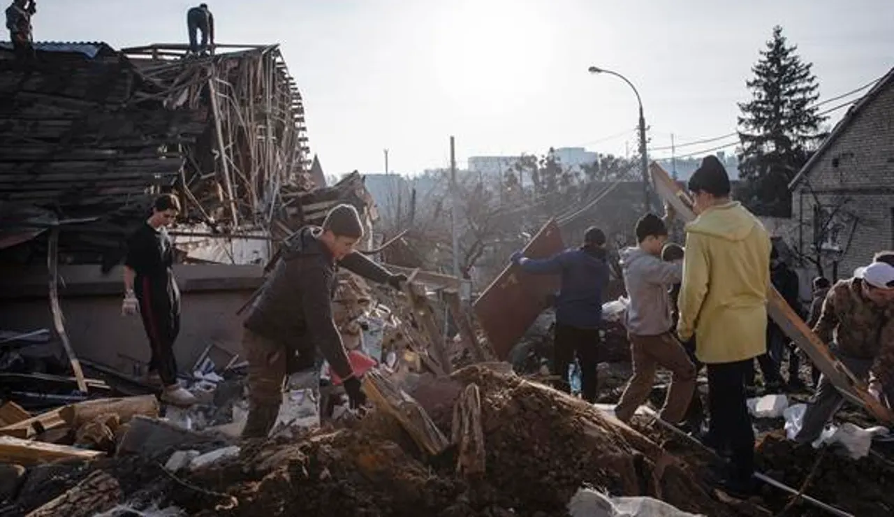 Zonas destrozadas en Kiev