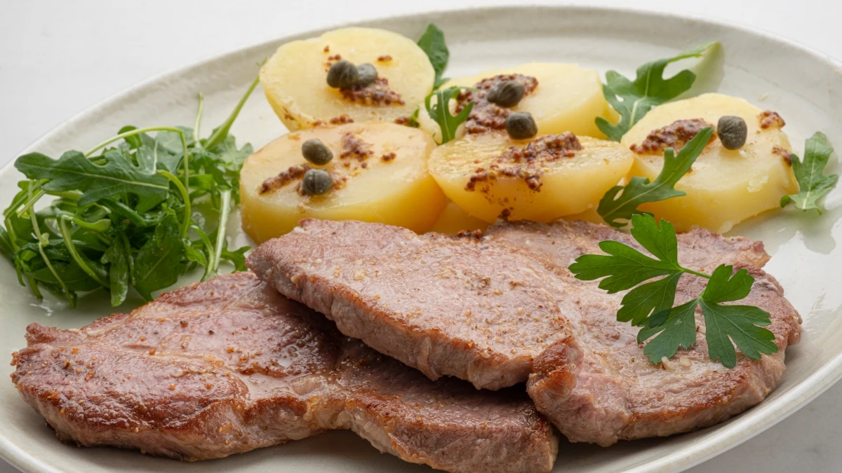 Receta expr&eacute;s de Argui&ntilde;ano: cabezada de cerdo con mostaza, alcaparras y r&uacute;cula