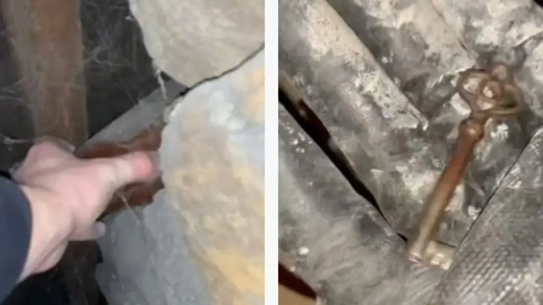 Imágenes de la caja misteriosa que un joven encontró en una pared Imágenes de la caja misteriosa que un joven encontró en una pared