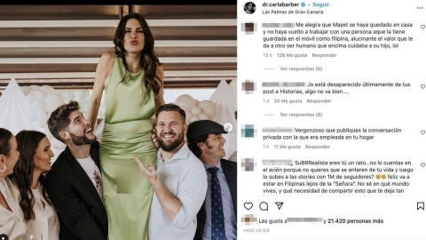 Las duras críticas que ha recibido Carla Barber