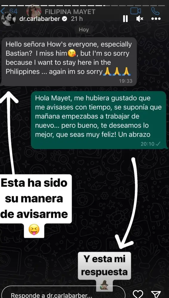 Carla Barber comparte la conversación con la cuidadora de su hijo