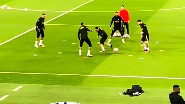 Imagen del rondo de Messi, Neymar, Mbappé y Ramos Imagen del rondo de Messi, Neymar, Mbappé y Ramos