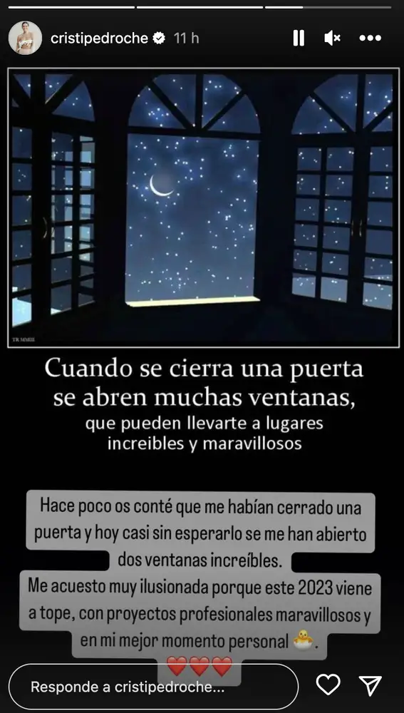La felicidad de Cristina Pedroche tras abrirse "dos ventanas increíbles"