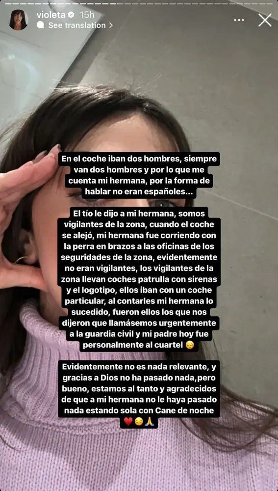 Violeta Mangriñán agradece que no haya pasado "nada"