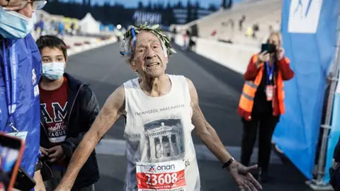 Stelios Prassás, en el maratón de Atenas Stelios Prassás, en el maratón de Atenas
