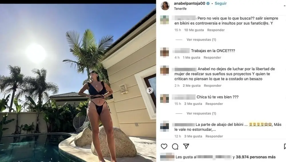 Anabel Pantoja recibe duras críticas al posar en bikini