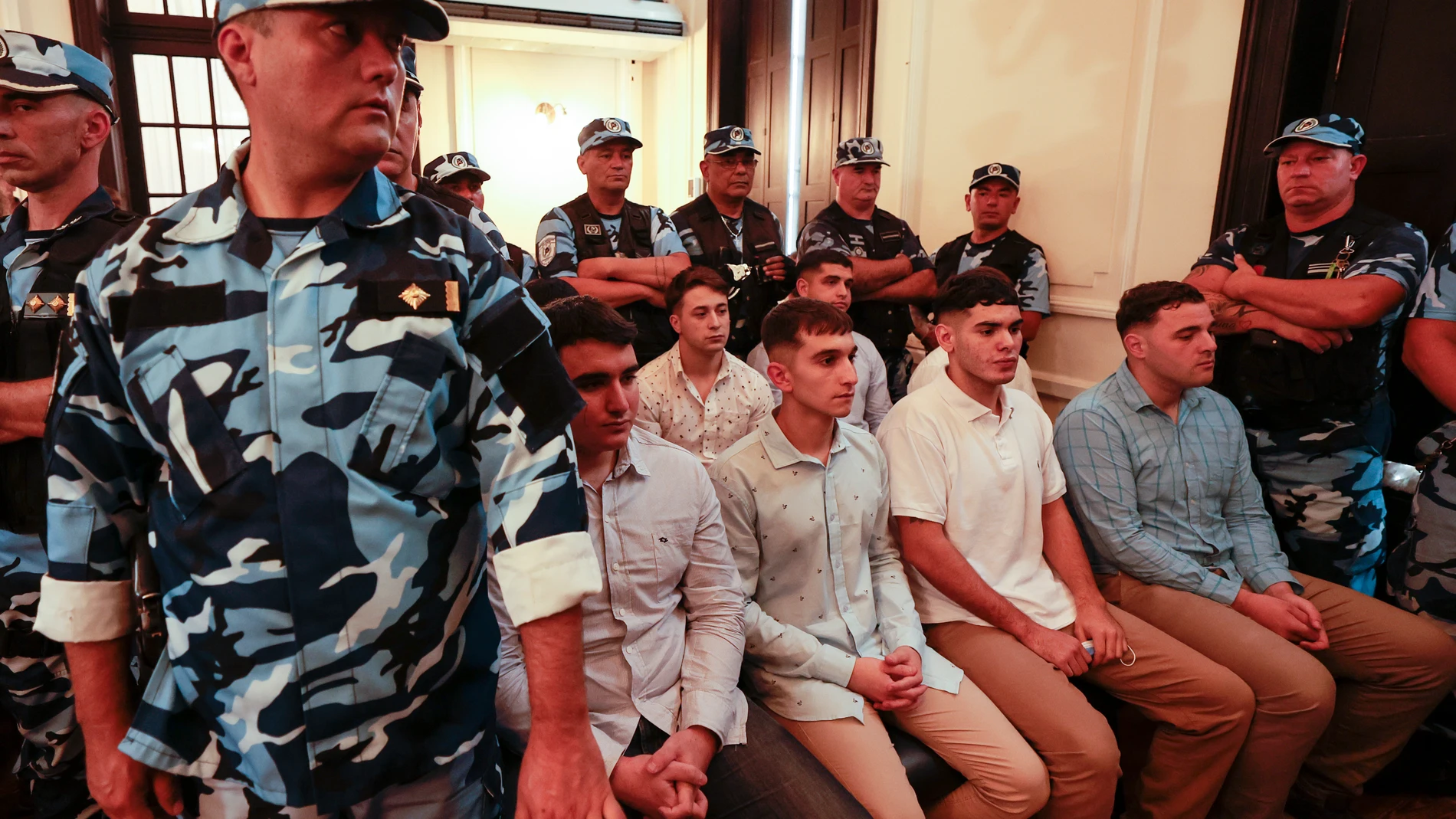 Los imputados por el crimen de Fernando Báez Sosa durante una audiencia